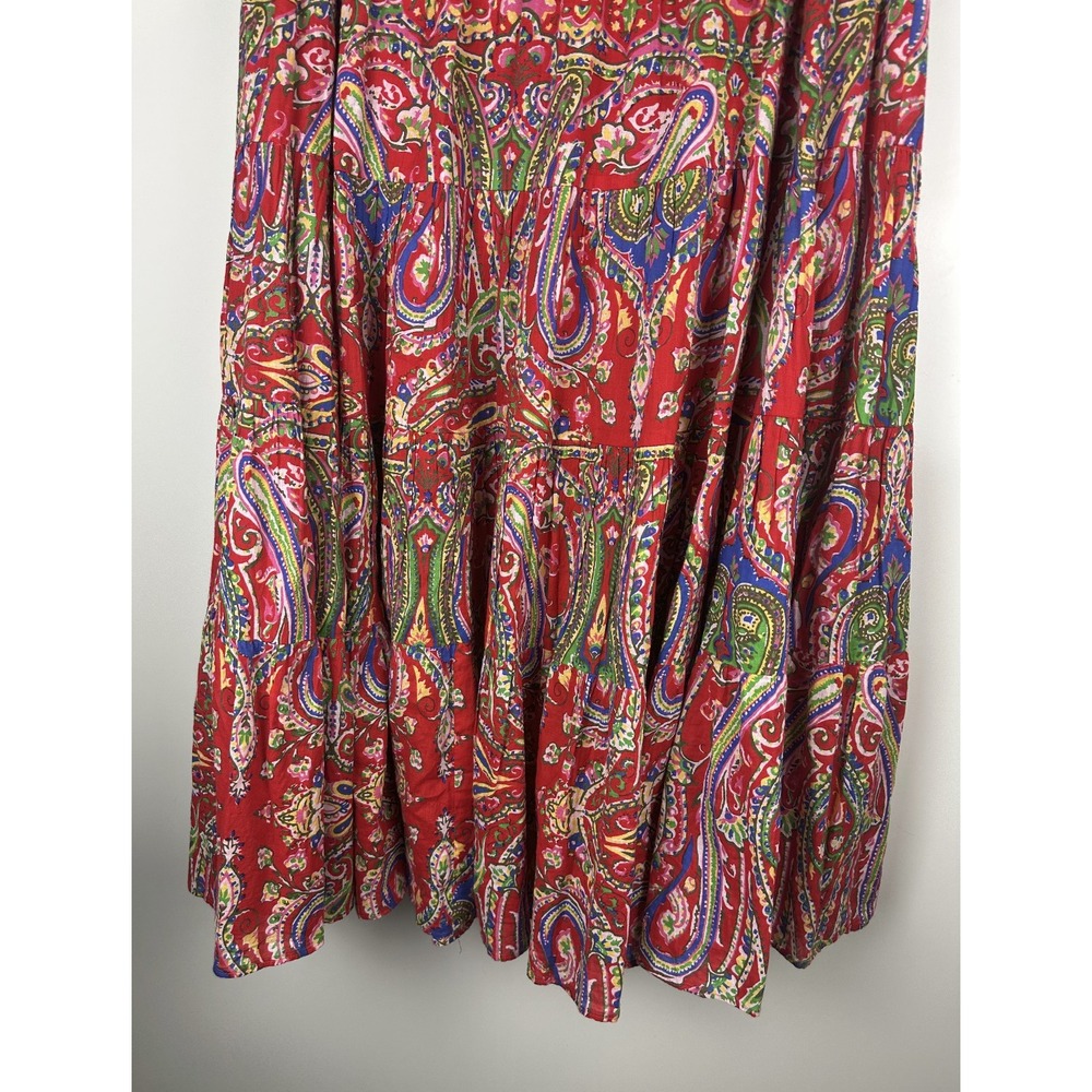 Lauren by Ralph Lauren Red Paisley Tiered Midi Maxi Full Length Skirt Size Large - Picture 4 of 9